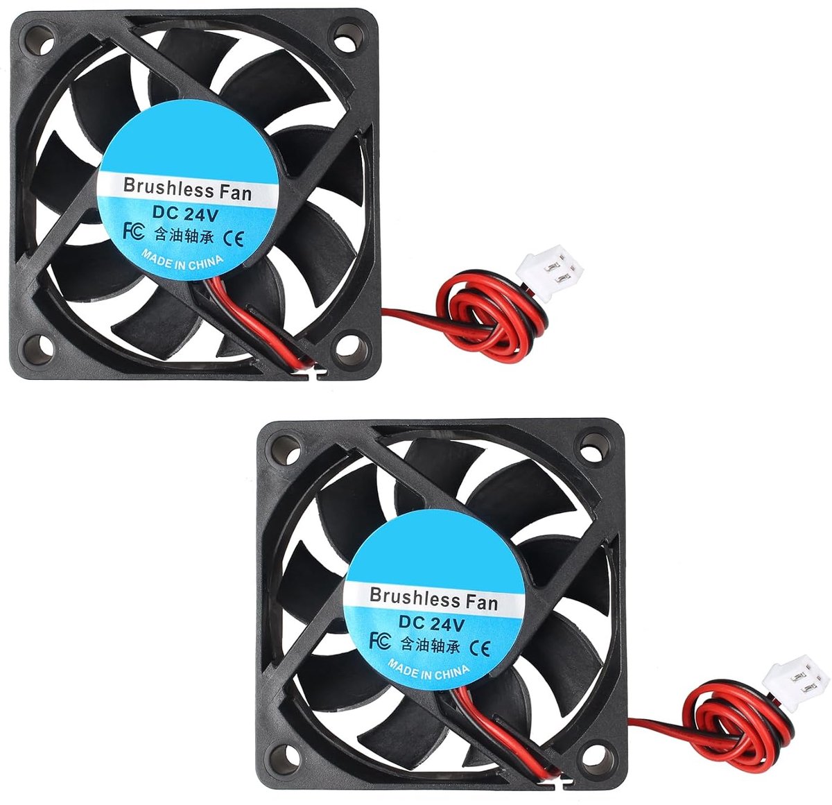 DC Koelventilator 60x60x15mm - 2 Stuks - Brushless 24V - Ideaal voor 3D Printers en PC's - ShopVlot
