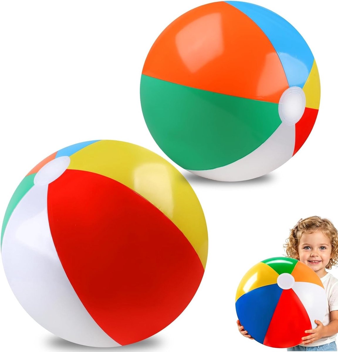 Opblaasbare Strandbal Set van 2, Kleurrijke Strandballen voor Zwembadfeesten, Kinderen en Volwassenen, Perfecte Speelgoed en Cadeau voor Feesten
