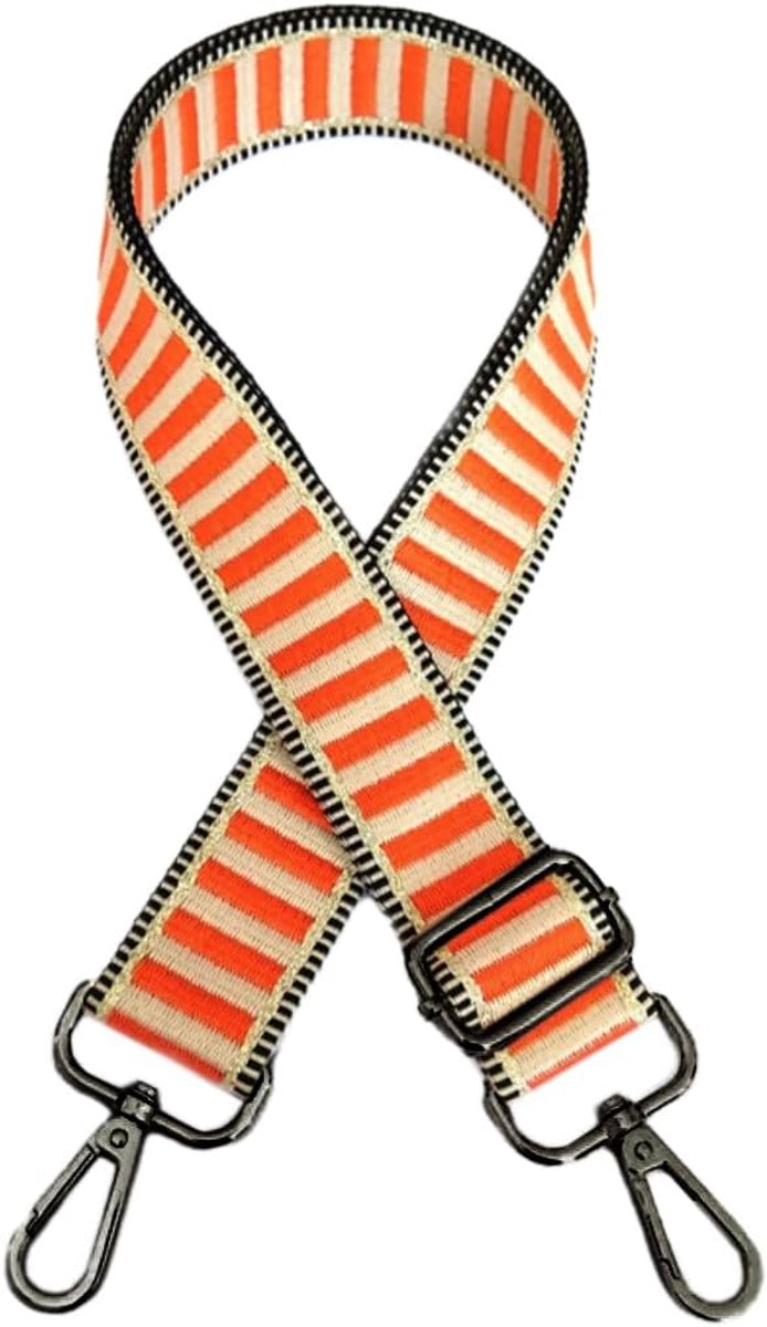 SnelShoppen - Verstelbare Tasriem 3.8 cm Schouderriem Vervangingsriem 75-130 cm Voor Schoudertassen, Handtassen, Crossbody Tas met Oranje-Zwarte Gesp