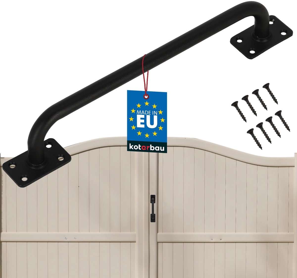 KOTARBAU® Poortgreep - Schuurdeurgreep - Tuindeurgreep 300 mm - Buitendeurgreep - Zwart - Gepoedercoat Staal
