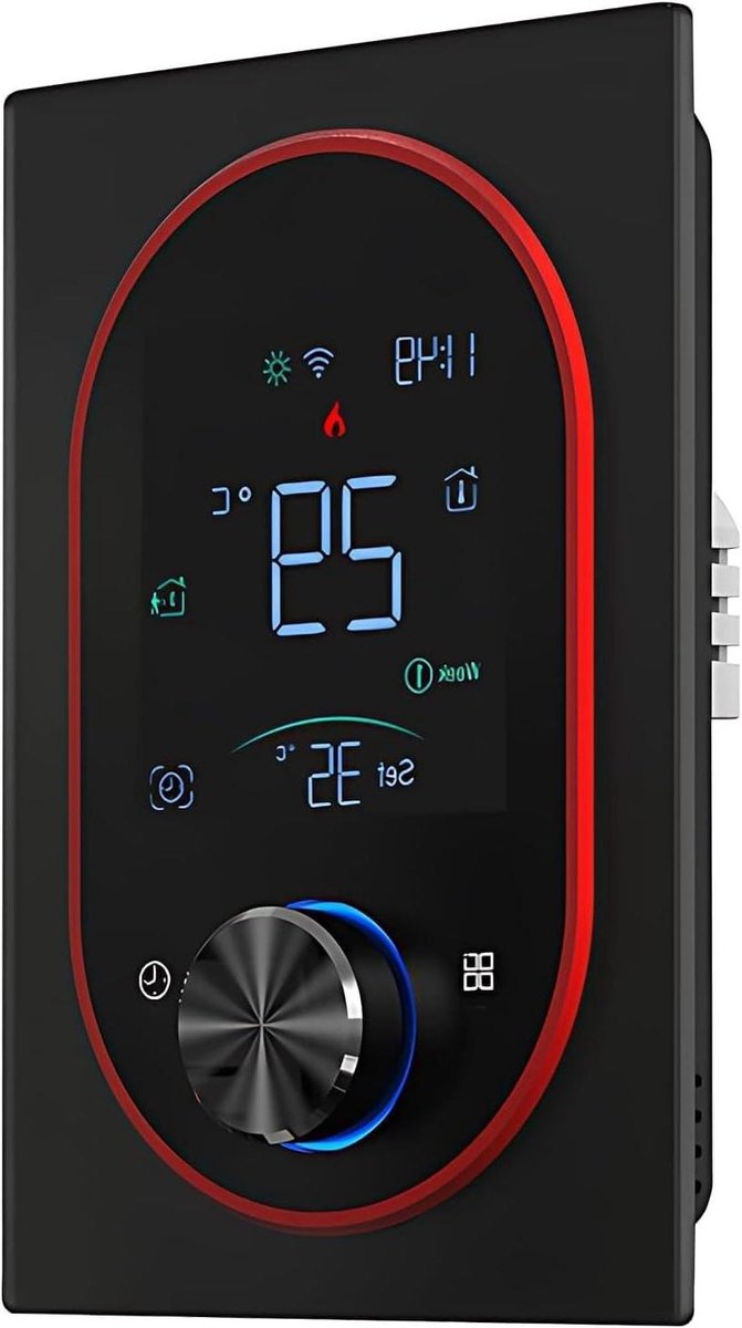 Slimme Thermostaat - Programmeerbare Thermostaat - Energie Besparen - Wifi App Bediening - 16A - Zwart