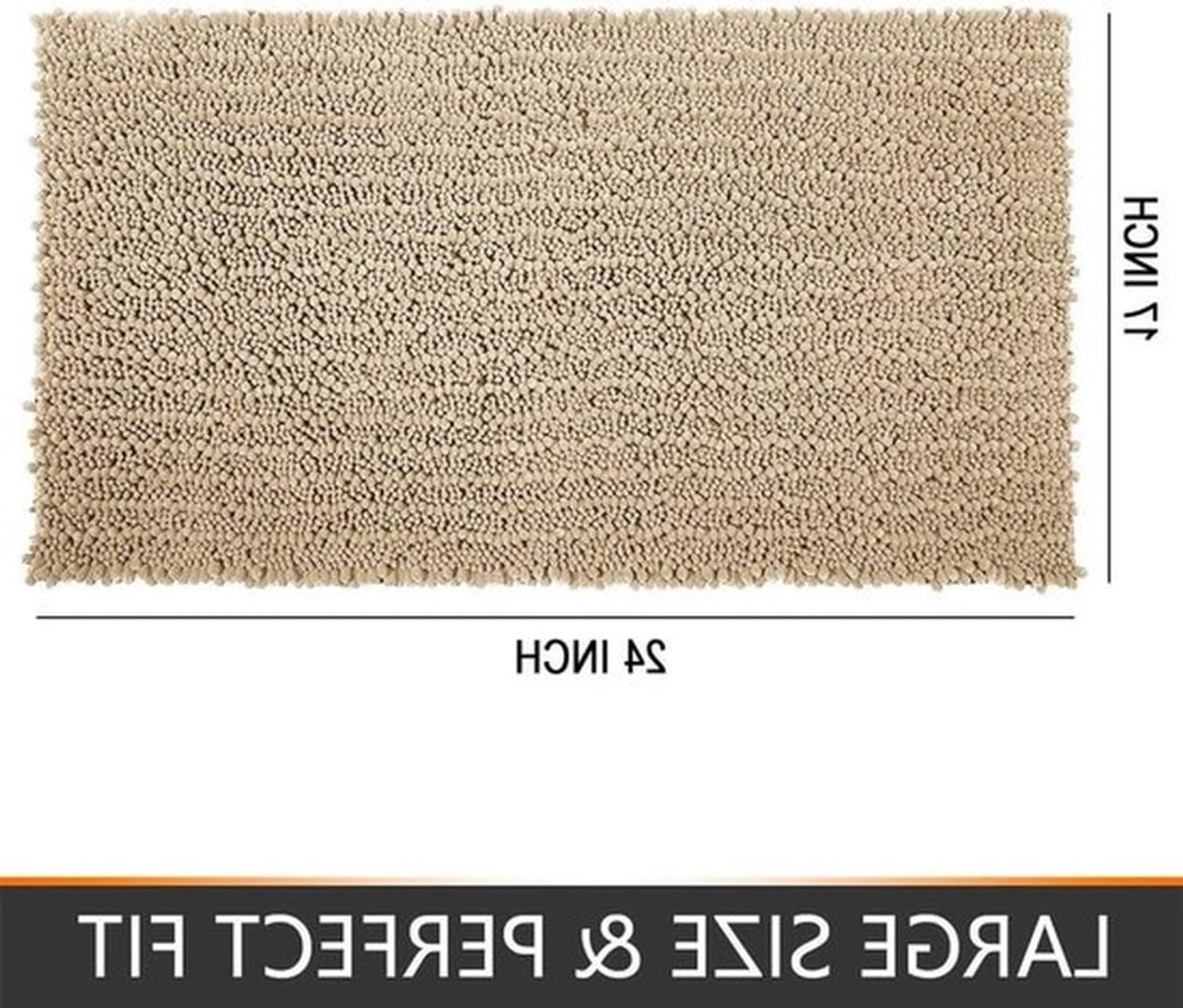 Zachte en Cosy Chenille Microfiber Badmat, Super Absorberend en Antislip, Perfect voor Badkamer en Slaapkamer (60 x 40cm, Khaki)