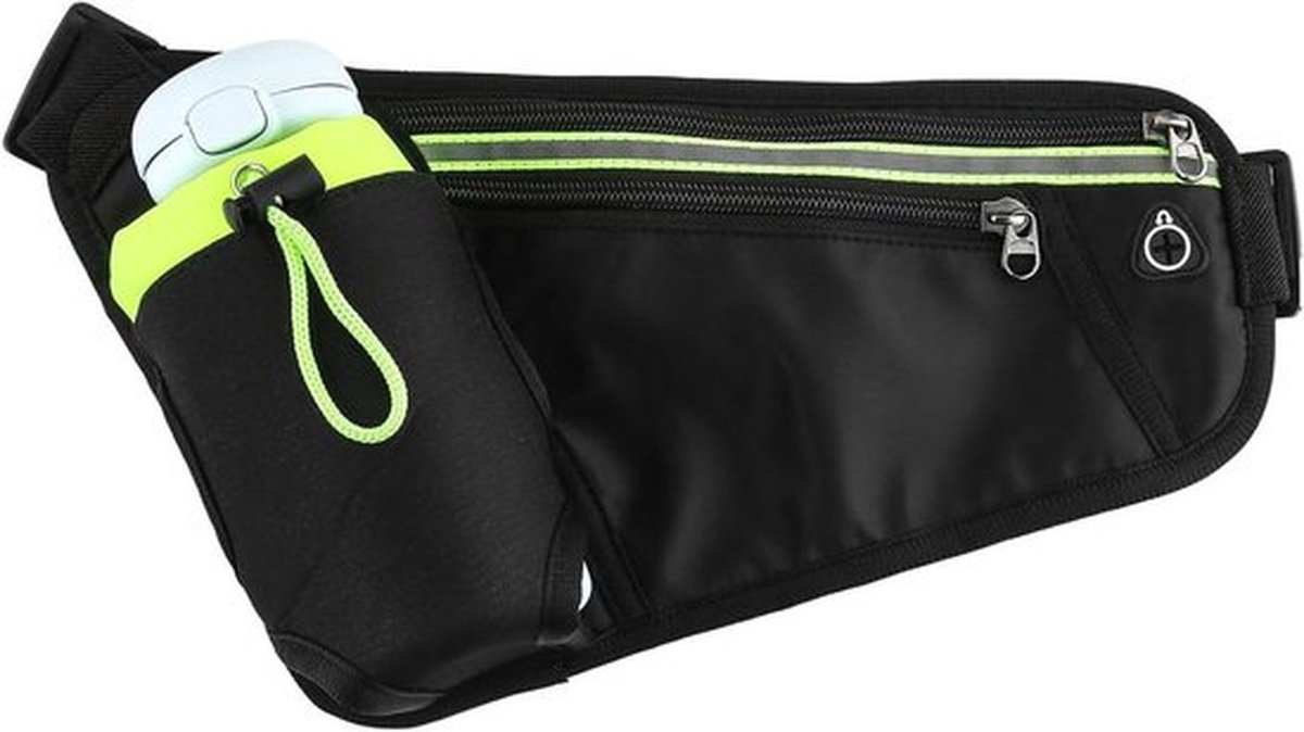 Heuptas Sport - Gordel Tas - Buiten Activiteiten - Met Fleshouder - 30 x 18 cm - Zwart