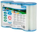Intex filterpatroon type A 3-pack met blauwe en witte accenten.