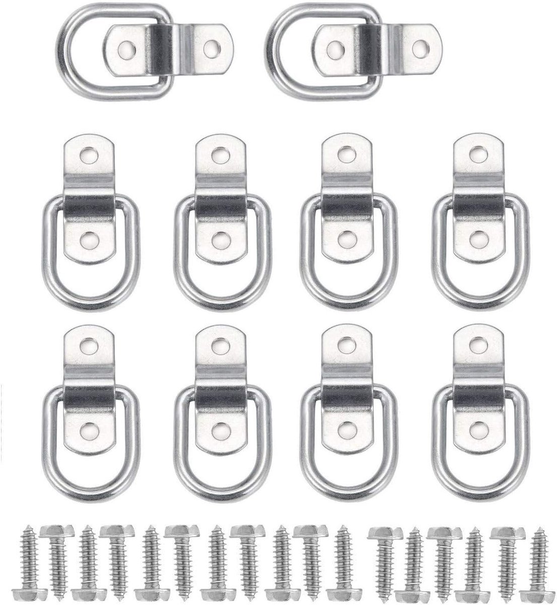 10 D-lashing ringen voor vracht, aanhaakringen voor trailers, versterkte lashing ringen met 20 schroeven voor veilige ladingbevestiging