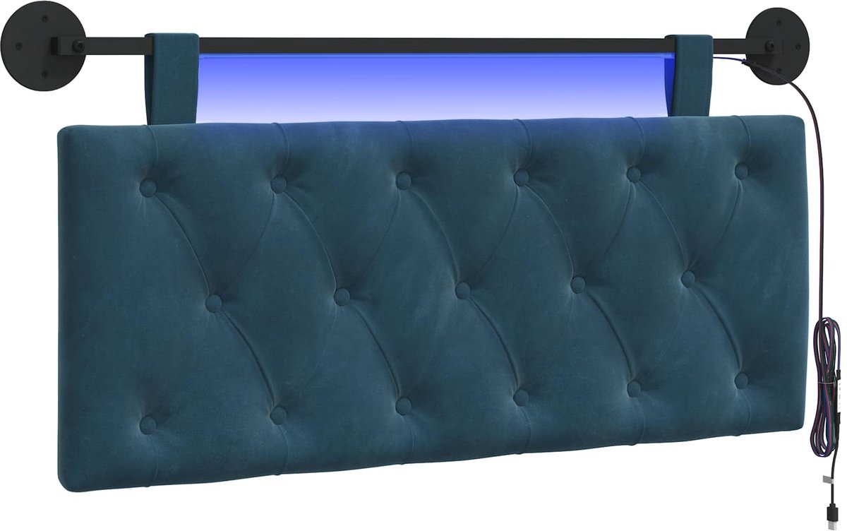 vidaXL - Hangend - hoofdbord - Blauw - Fluweel