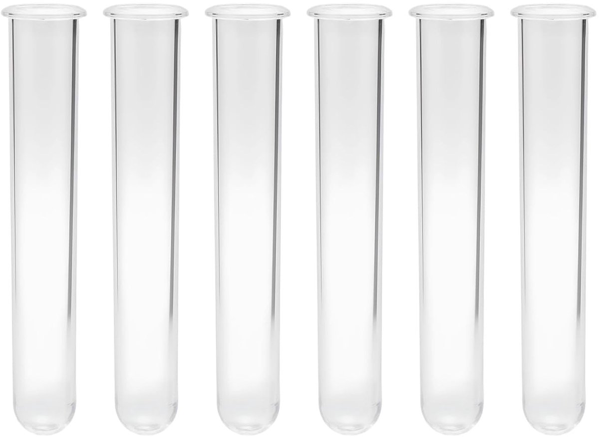 Transparante Reusable Testbuizen van Acryl - 12 cm voor Laboratorium, Biologie en Decoratie - Set van 6 Stuks voor DIY en Bruiloften