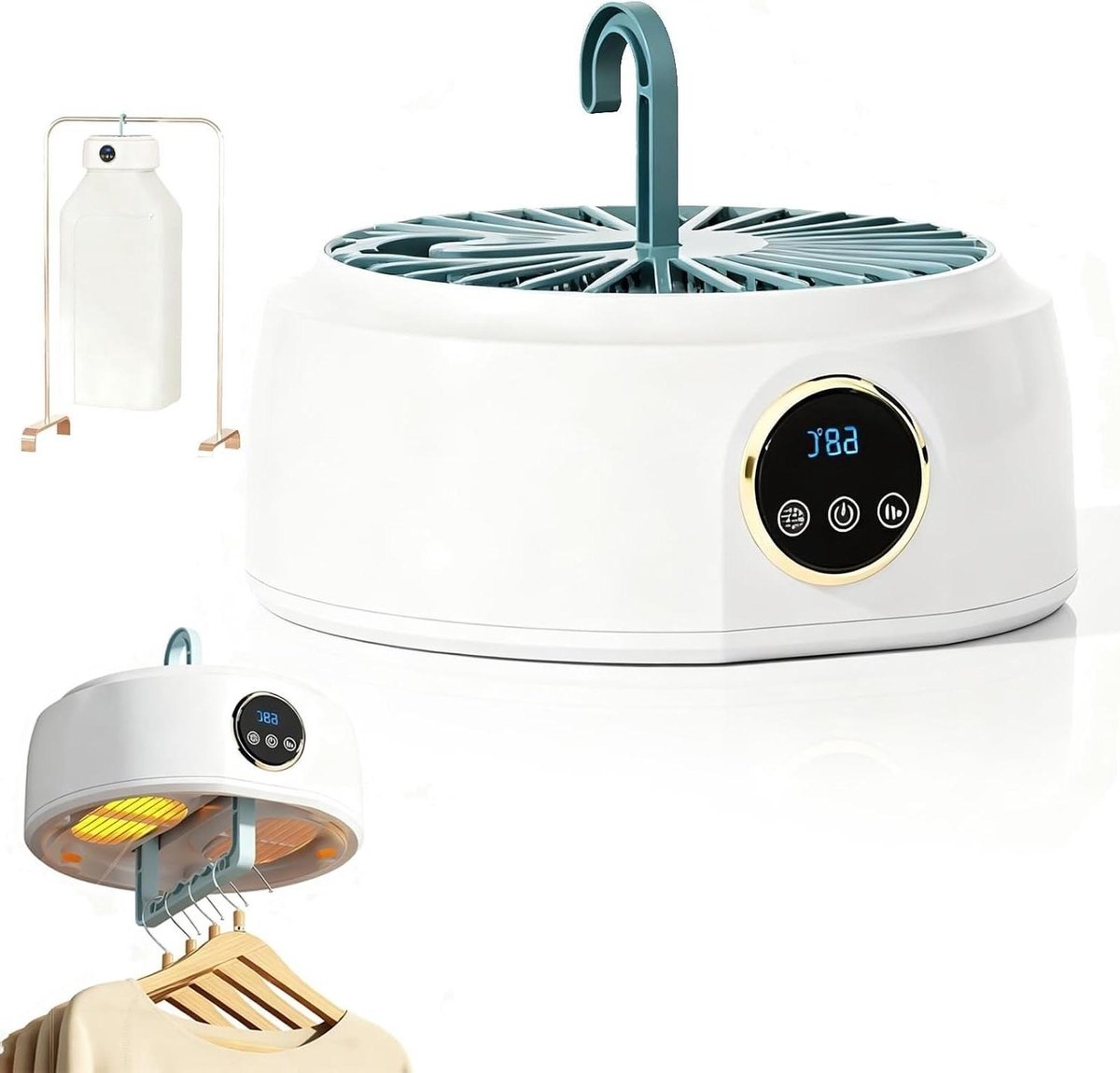 Automatische Kledingstomer - Draagbare Wasdroger - Snel Kleding Stomen - Dubbele Stoom- en Droogfunctie - Compact Opvouwbaar - Wit