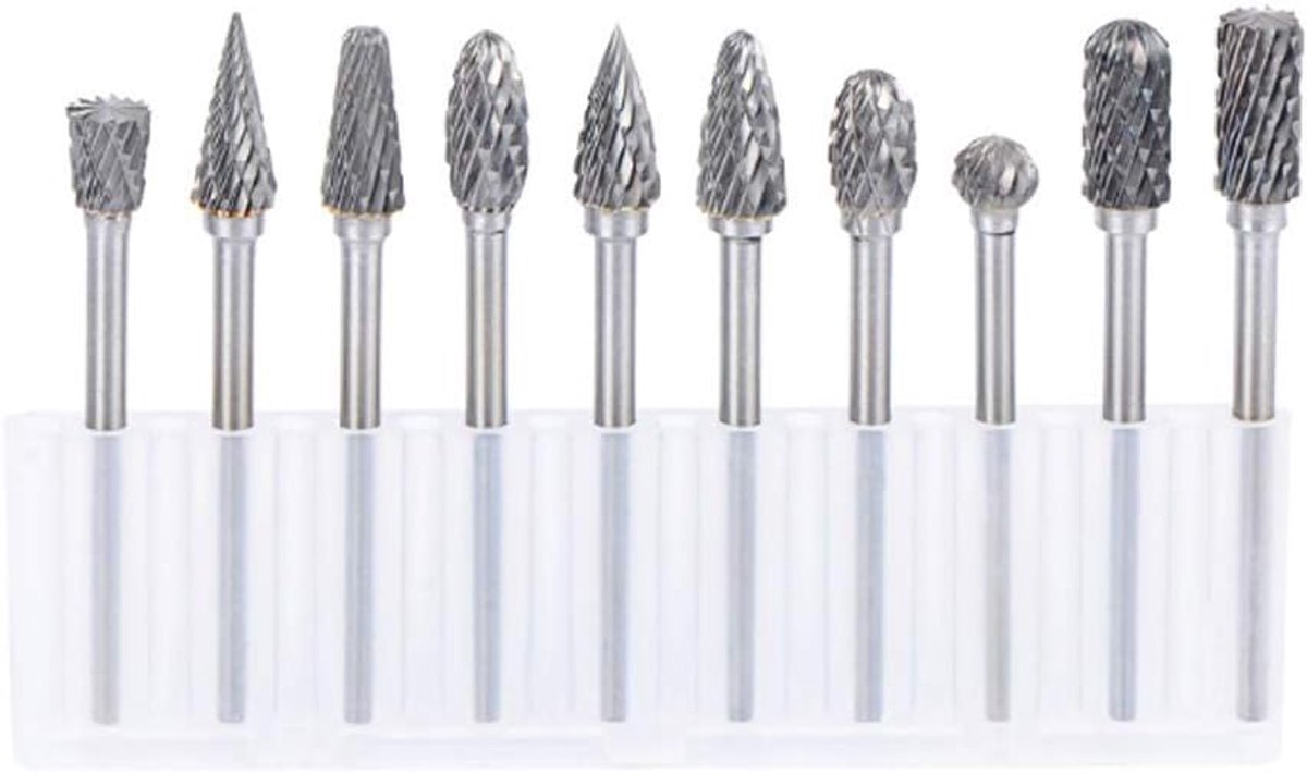 SnelShoppen - 10 Stuks Dubbel Geslepen Tungsten Staal Solid Carbide Freesboren Set met 1/8 Inch (3mm) Schacht voor Draa gereedschappen - Ideaal voor M