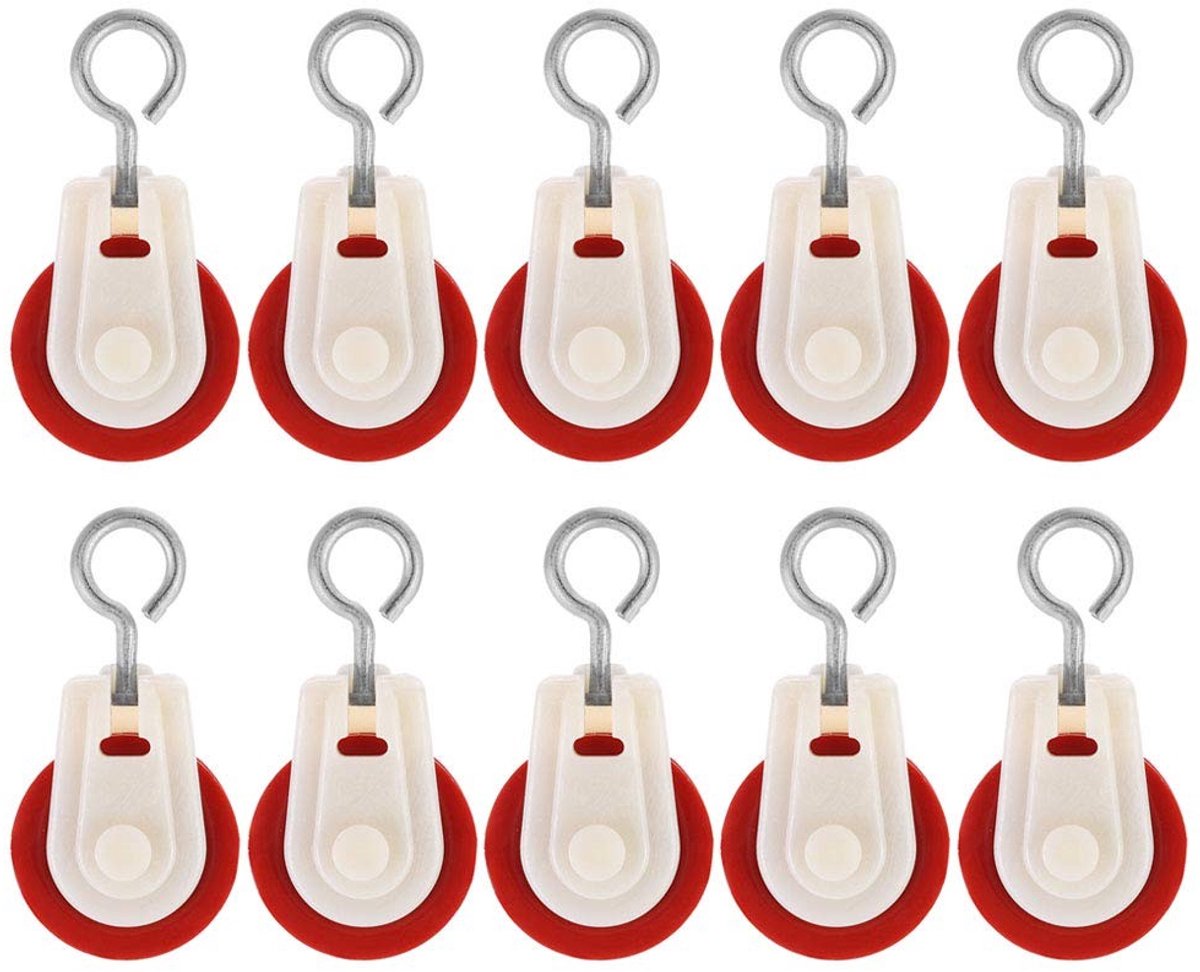Set van 10 Mini Plastic Pulley Wielen voor Lichtgewicht Kledinglijn, DIY Projecten en Tuinbouwtoepassingen