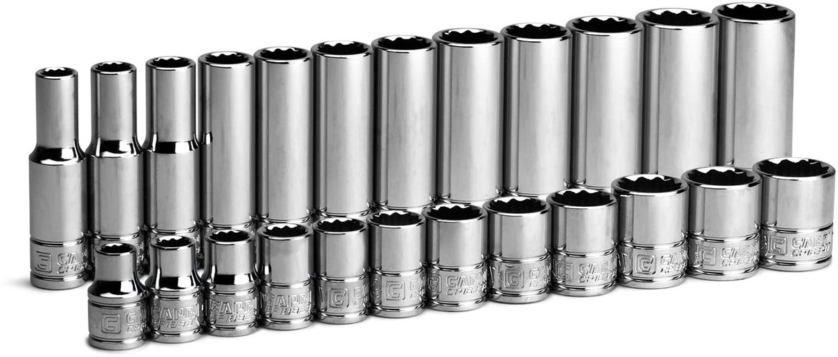 SnelShoppen - 3/8" Aandrijving 12-punts Ondiepe en Diepe Doppenset, Metrisch, 24-Delig, 8 tot 19 mm, Ideaal voor Klussen en Onderhoud