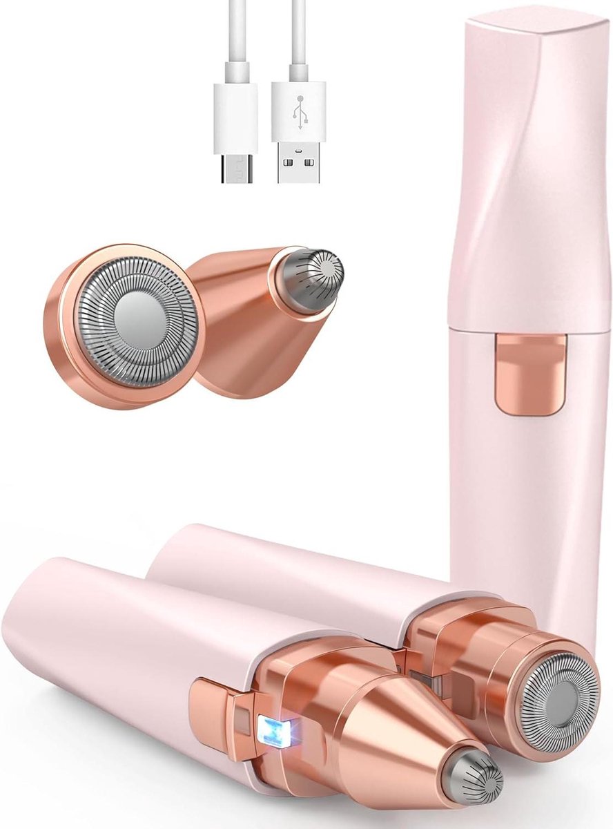 Gezichtshaar Trimmer - Gezichtsreiniger Epilator - Huidverzorging Thuis - Met LED Licht - 16 cm - Wit