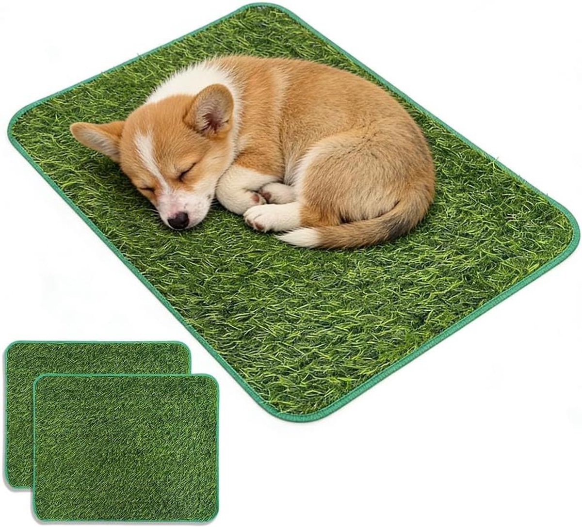 Hondentoilet Set - Kunstgras Matten - Zindelijkheid Training - Snelle Drainage - 2 stuks 58x46cm - Groen