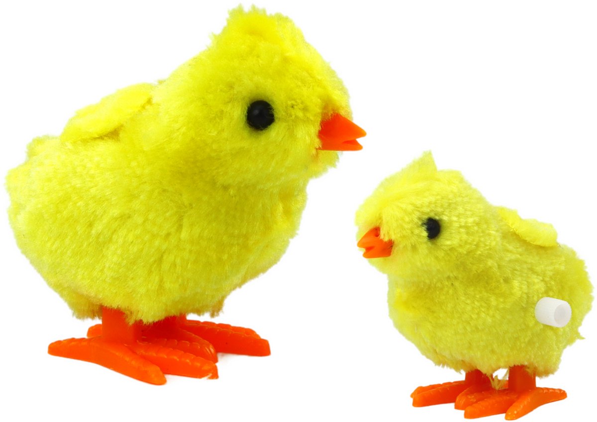 Springende Opwindkip Pluche Geel