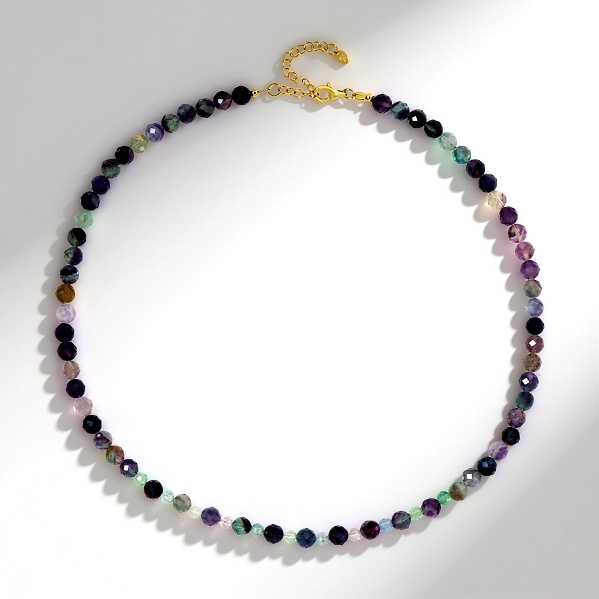 Cavill - Vergulde 925 Sterling Zilveren Halsketting - Braziliaanse Fluoriet 104,25 Ct - Gefacetteerde Ronde Edelstenen - Elegante Stijl