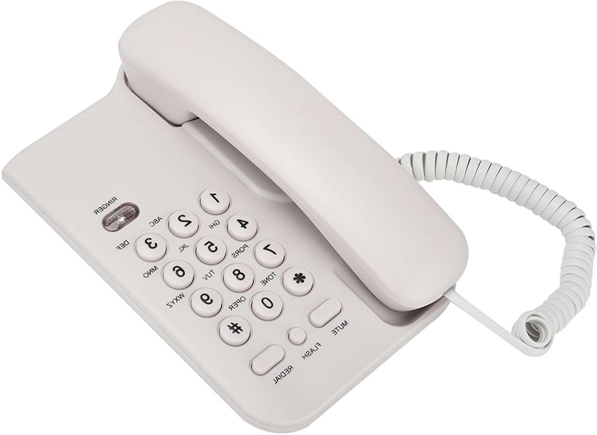 Vaste Telefoon - Hotel Telefoon - Kantoor Communicatie - Batterijloos Ontwerp - 20 x 18 x 6 cm - Wit