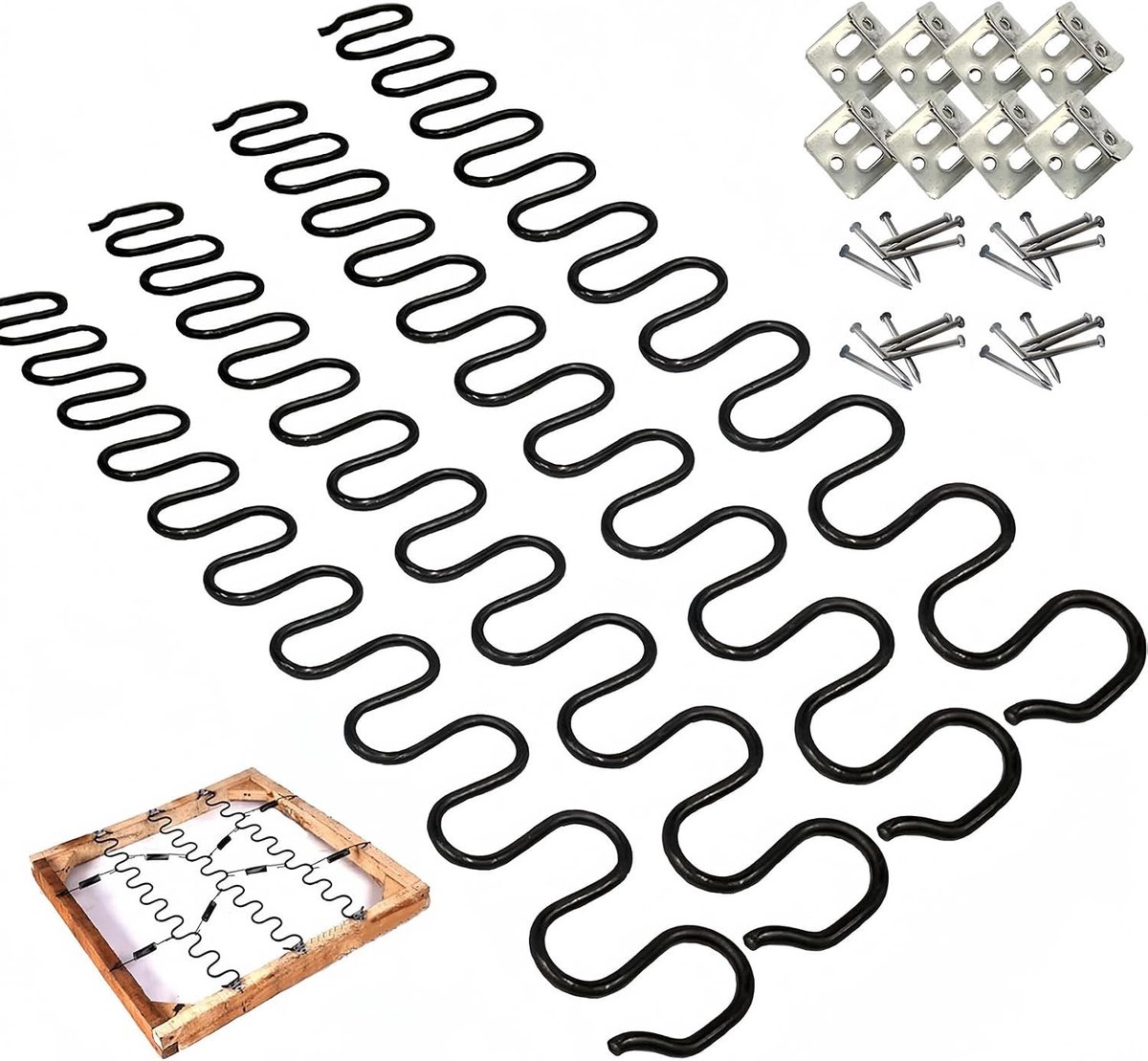 Set van 4 vervangende sofa veren, reparatieset voor sofa-onderdelen, inclusief clips en schroeven, diameter 4.0 mm, lengte 70 cm, ideaal voor meubelonderhoud en comfortherstel