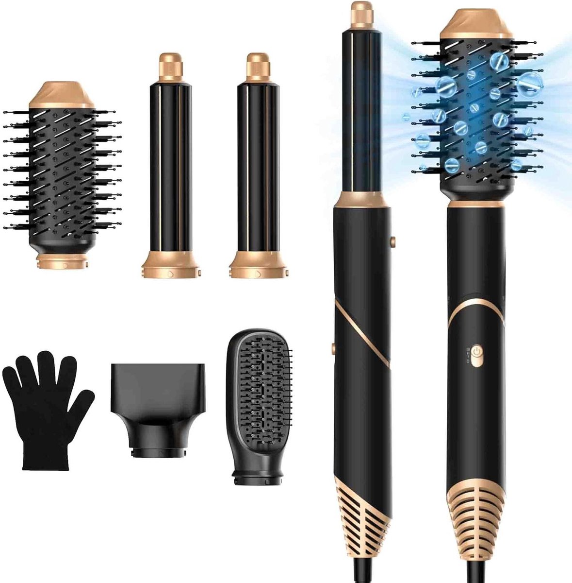 Haarstyler 5-in-1 - Heteluchtborstel Krultang - Haar Stylen - Coanda Technologie - 28 x 20 x 6 cm - Zwart
