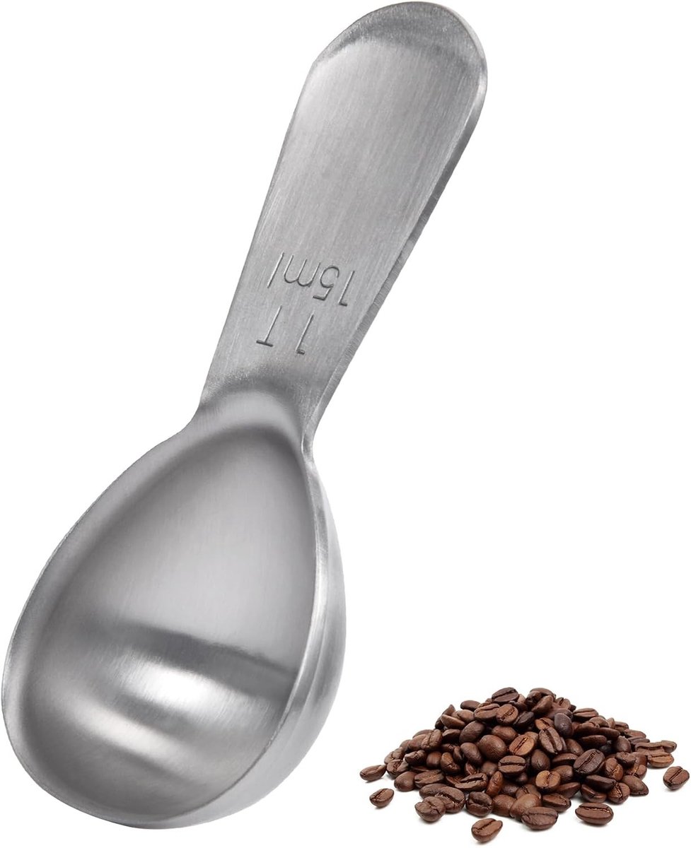 Kleine metalen maatlepel voor koffie, thee en proteïnepoeder - 1 eetlepel (15 ml) met kort handvat, voedselveilig en duurzaam
