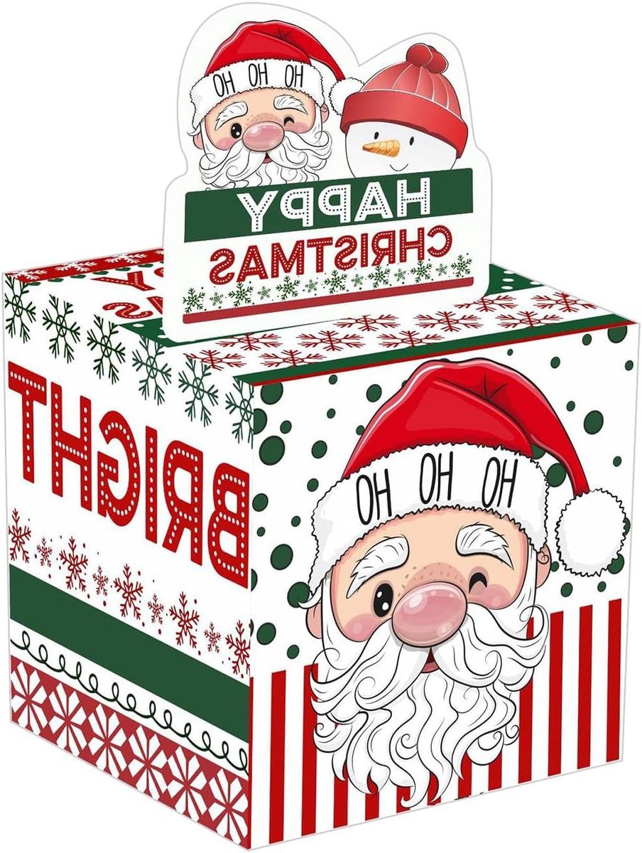 Kerst Spaarpot - Geldkistje Cadeau - Cadeau Geven - Interactieve Uitpakervaring - 12 x 12 x 12 cm - Kerstkleuren