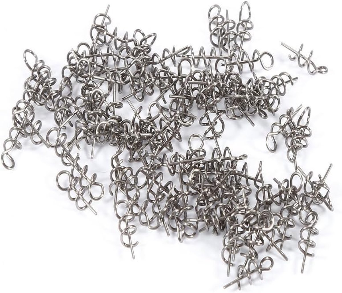 SnelShoppen - 100 stuks 14mm Zachte Aas Pin RVS Visserslok Veer Draai Sluiting voor Zacht Aas Crank - Ideaal voor Hengelsport