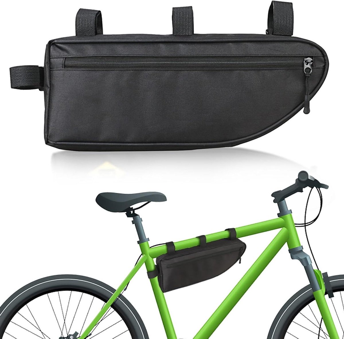 Driehoek Fietstas - Frame tas - Fietsen Opbergen - Grote capaciteit - 2 Liter - Zwart