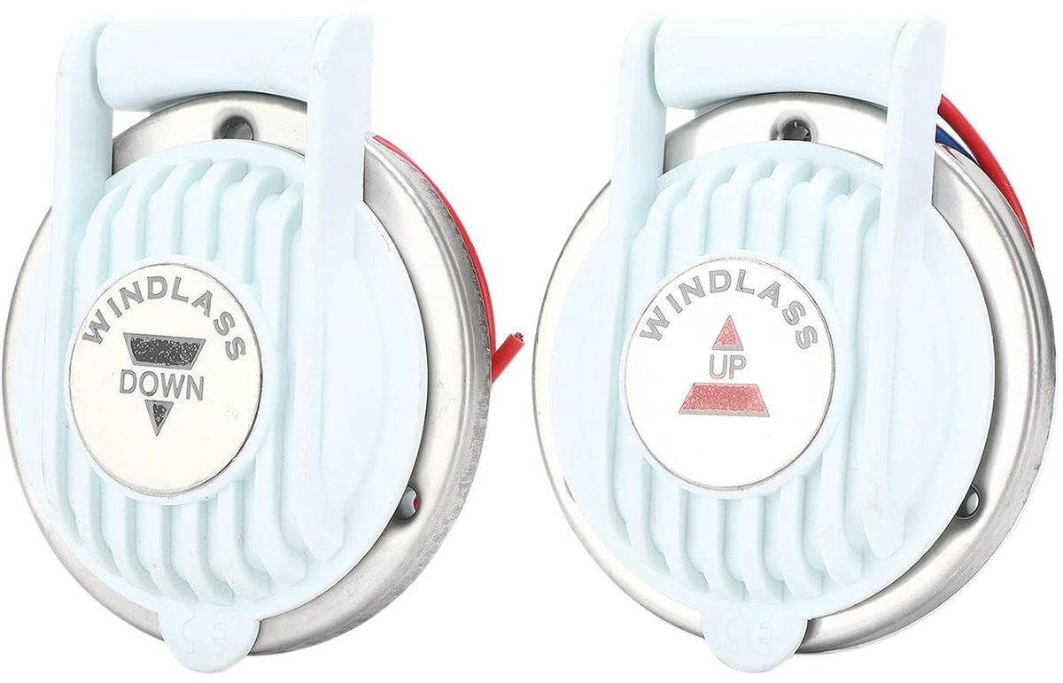SnelShoppen - Rubber en roestvrijstalen witte voetenschakelaar set voor marine boot, 2 stuks, voor het optillen en laten zakken van ankers, 12V/24V DC