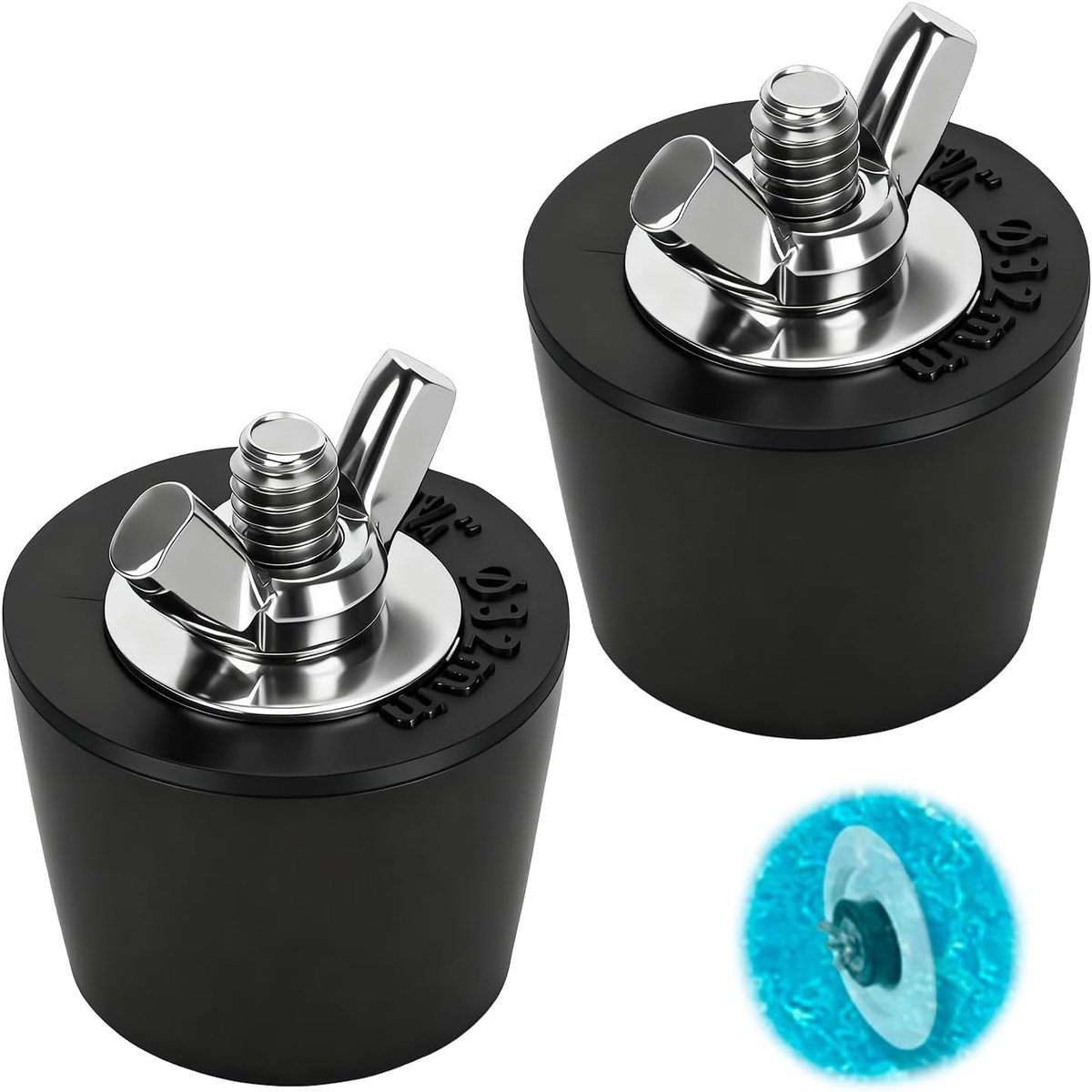 SnelShoppen - 2 Stuks Pool Winter Koppelingen, Pool Winter Pluggen van Rubber en RVS, 32mm/1.3in voor Zwembad Pijpen, Ideaal voor Winterse Gebruik