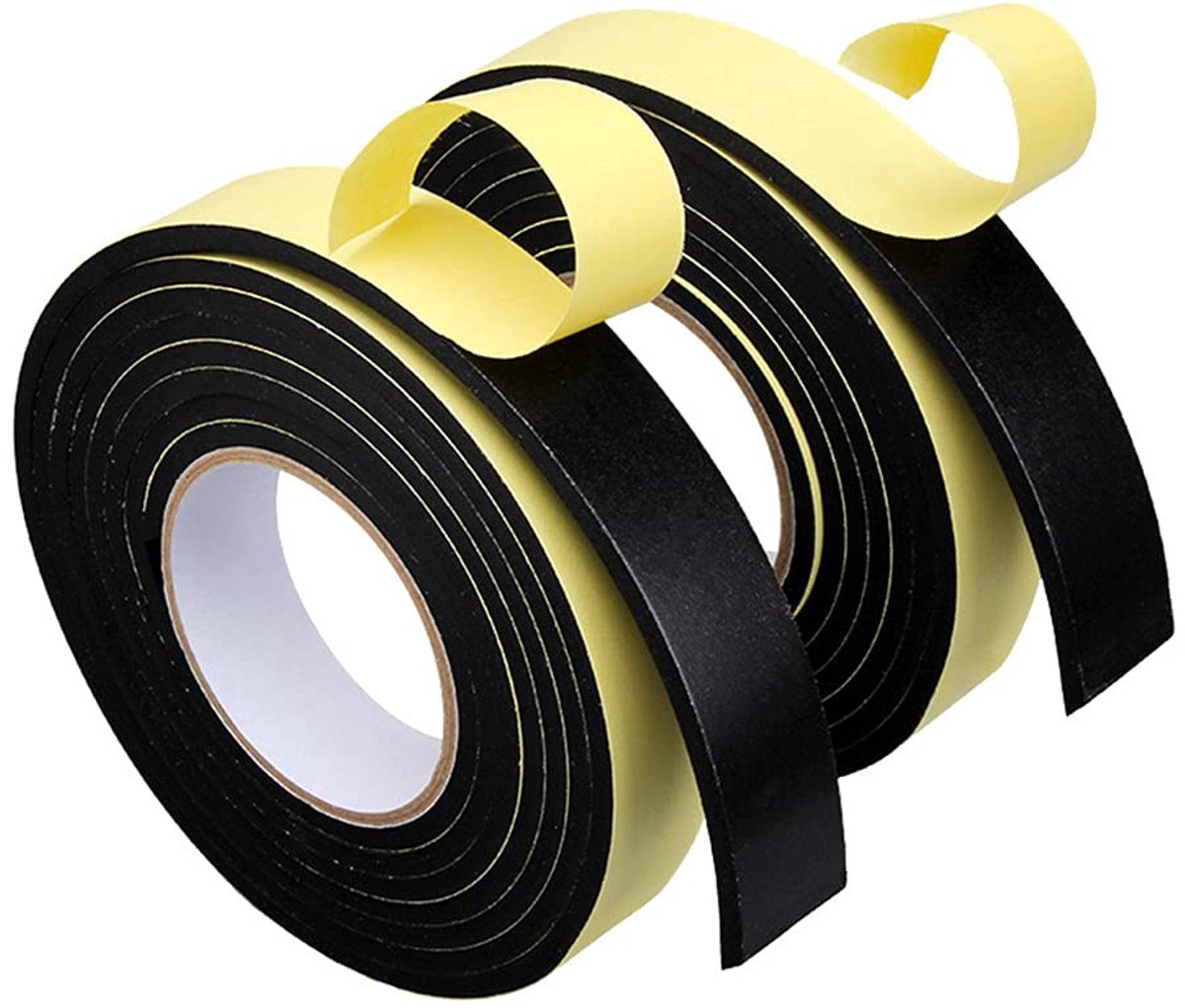 SnelShoppen - Zelfklevende Sealing Tape, Eenzijdige Foam Tape, 6 mm x 5 m, Geluidsisolatie, Anti-bots, Zwart, Ideaal voor Deuren en Ramen