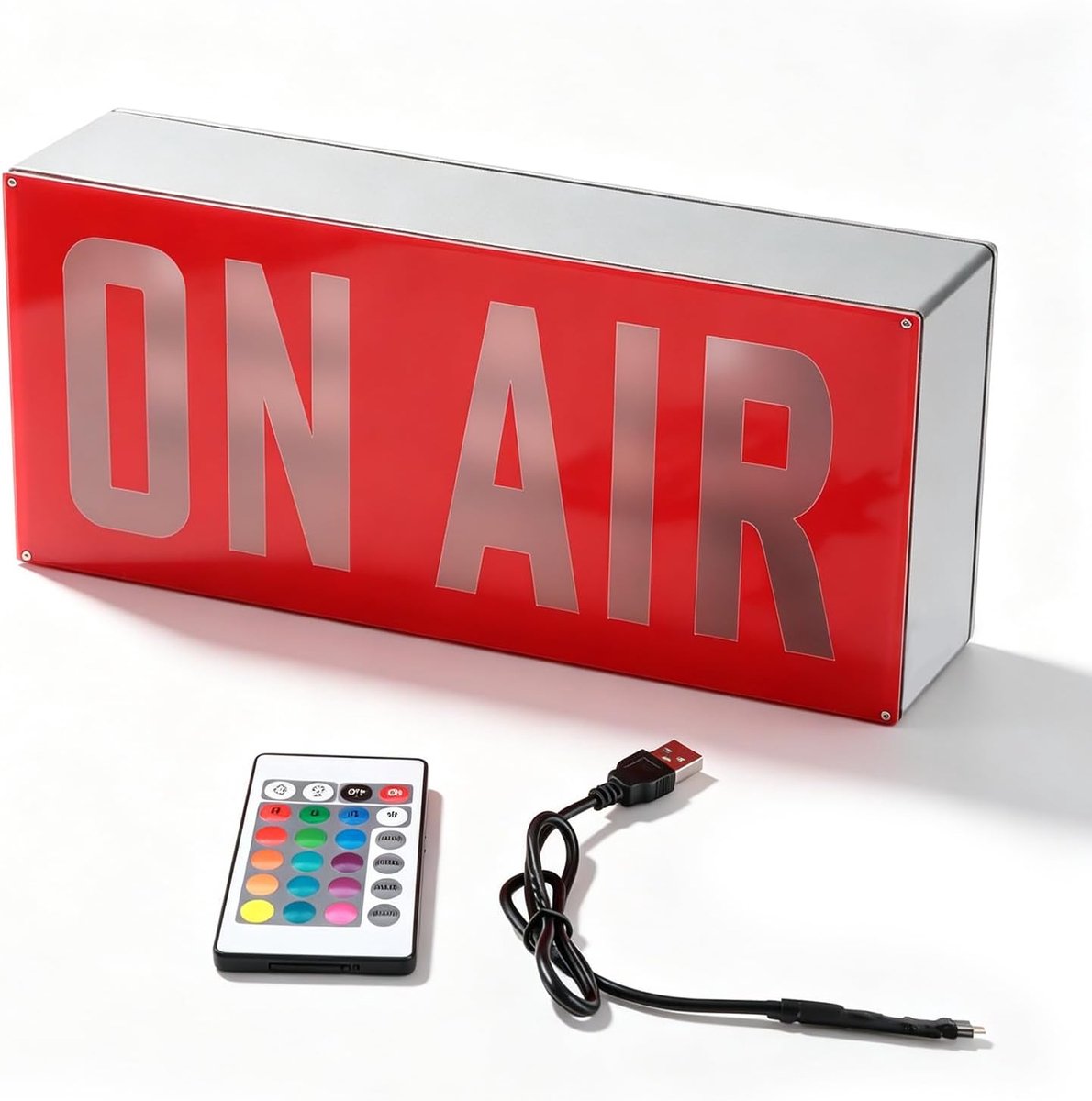 SnelShoppen - On Air Neon Sign LED Retro Licht USB Voeding 12 Verlichtingskleuren Live on Air Sign met Afstandsbediening voor Live Streaming Kamer Spe