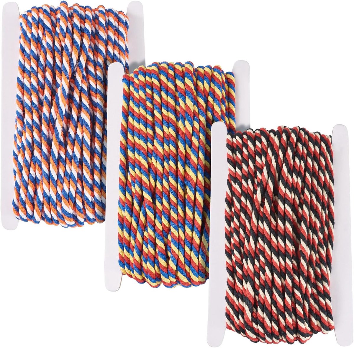 SnelShoppen - 60m Gedraaide Polyester Touwen 6mm 3 Kleuren 3 Laags Vlecht Touw voor Huisdecoratie Macrame Breien, Rood, Feest, Tuin, Creatief Knutsele