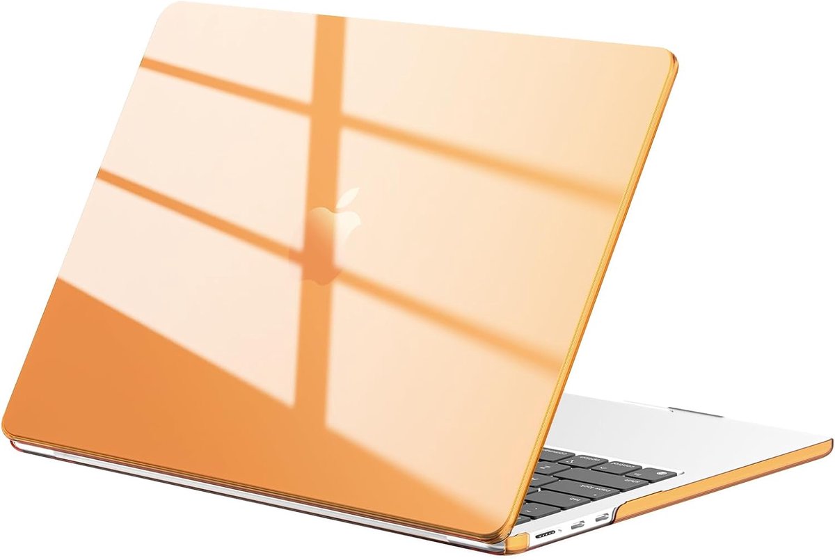 SnelShoppen - EooCoo Case MacBook Air 15 inch M5 M4 M3 M2 2026 2025-2023 - Krasbestendige Hardshell Cover - Ultra-dun Glanzend - Crystal Cosmic Oranje