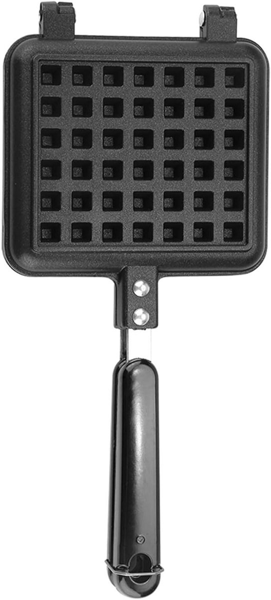 Wafelijzer - Wafelvorm - Zelf wafels maken - Lange handgreep - 315 x 14 cm - Zwart