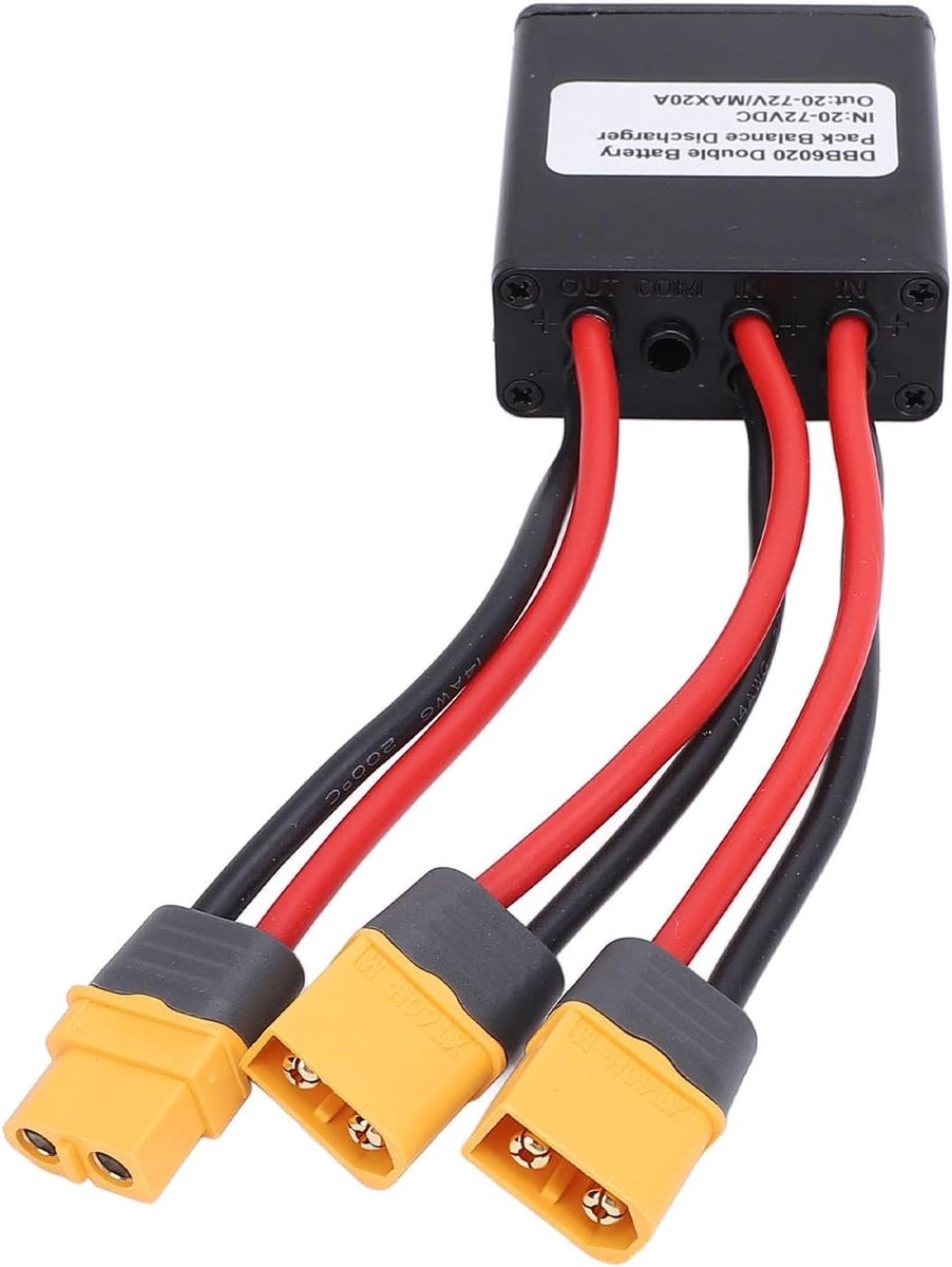SnelShoppen - Double Battery Discharge Converter 24-72V, 20/40A Dubbele Accu Connector, Accu Parallel Module voor 750W 1000W Motor
