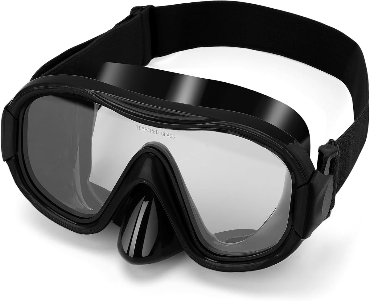 SnelShoppen - Snorkelmasker voor Volwassenen, Verstelbare Elastische Gebreide Band, Zwemgoggles van Veilig Tempered Glas met Panorama, Scuba Snorkelen