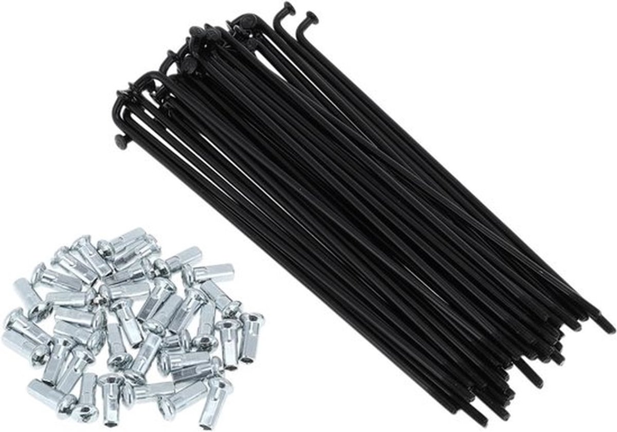 Fietsspaken 12G 134 mm Koolstofstaal Zwarte Fietsspaken Set voor Fietsvelgen en Onderhoud