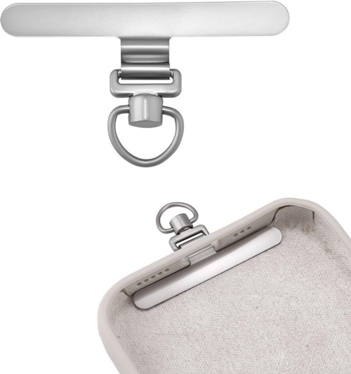 Telefoonpatch Ultradun - Roestvrij Staal - 360° Draaibaar - Mobiele Telefoonband - Telefoontetherlip - Afmetingen 4,8 x 2,8 cm - Telefoontether