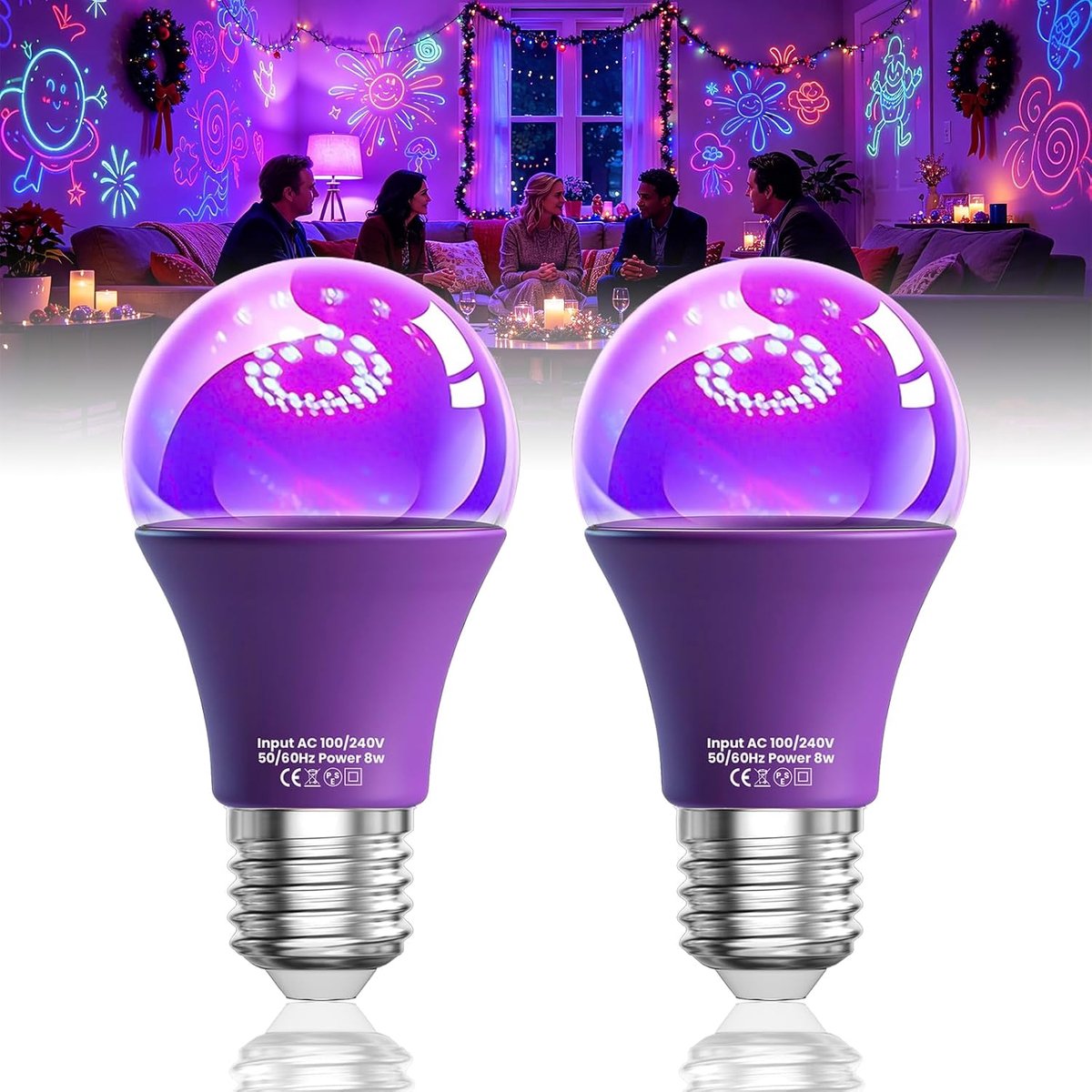UV LED lamp 9W - E27 fitting - 395-400nm zwartlicht - ideaal voor Halloween - ShopVlot