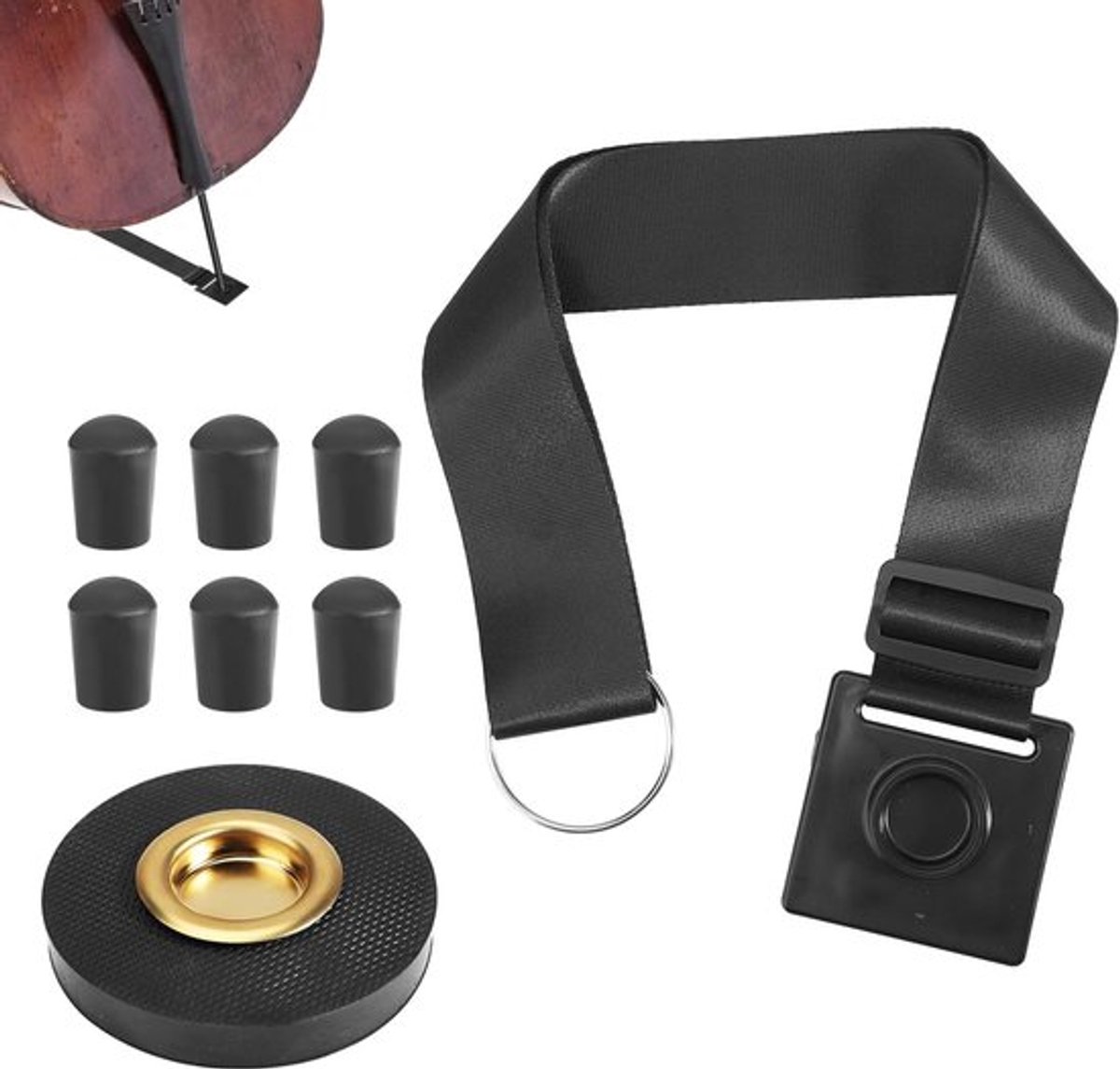 8-delige Cello Accessoires Set met Eindpin Anker, Antislip Rock Stopper en Rubber Eindnib voor Bescherming en Ondersteuning tijdens Oefening en Optreden