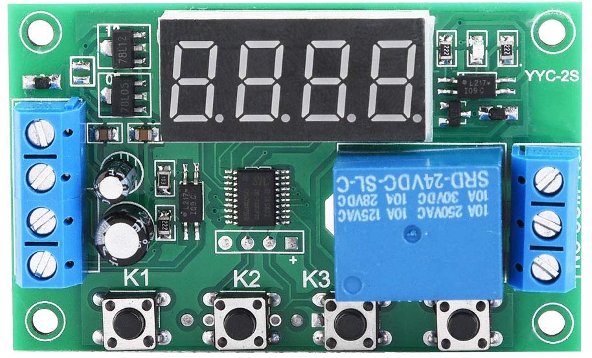 SnelShoppen - Relay Schakelaar 30g/1.1Oz YYC-2S LED Display Instelbare Timer Relay Automatisering Schakelmodule Plastic 24 Functies 24V