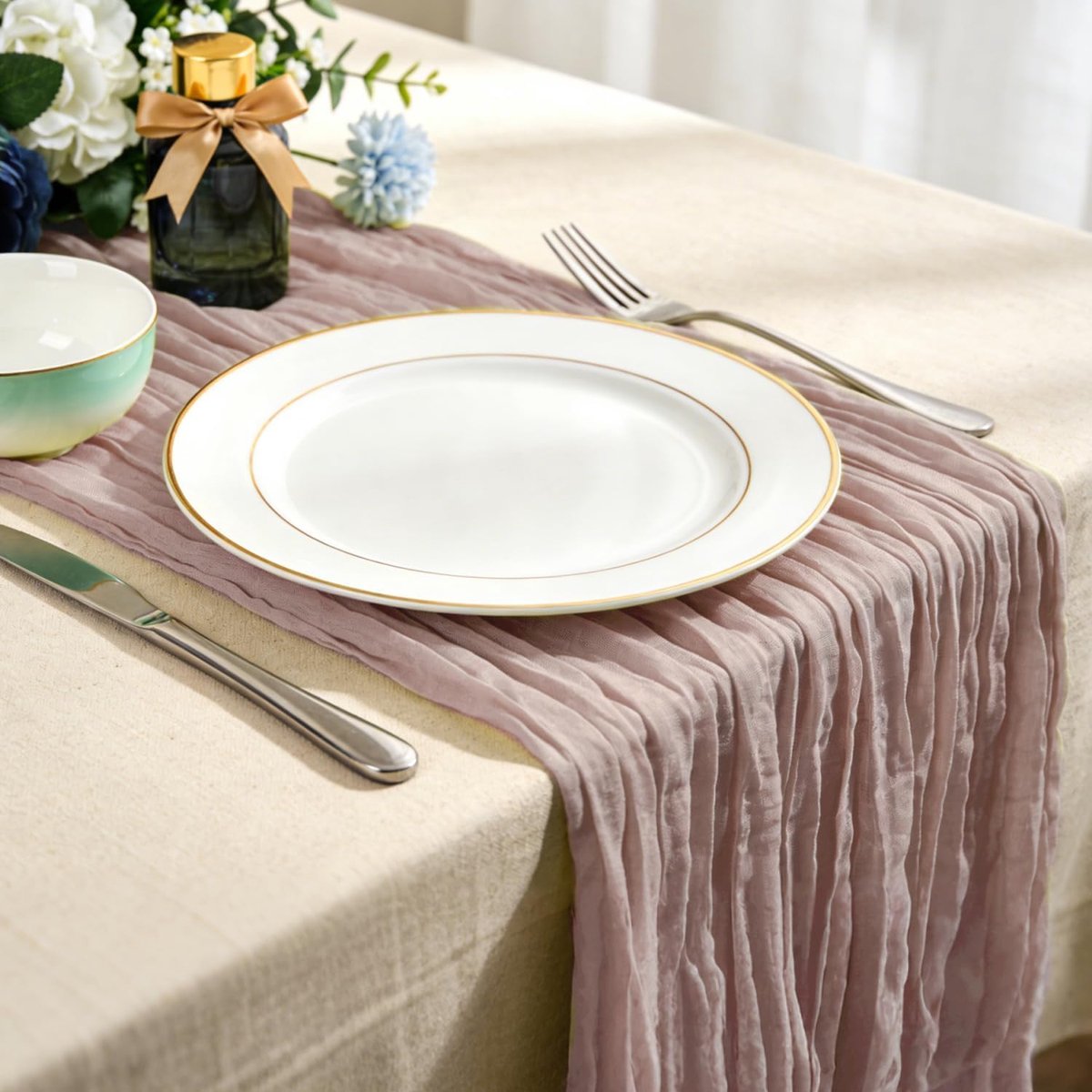 Tafellaoper 90 x 300 cm - Rustieke boheemse gaas - Perfect voor bruiloften - ShopVlot