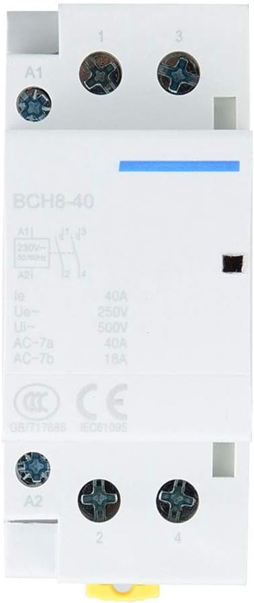 SnelShoppen - AC Schakelaar Huishoudelijk 220V/230V 2-polig 1NO 1NC 40A DIN Laag Energieverbruik Voor Thuisgebruik 50Hz/60Hz