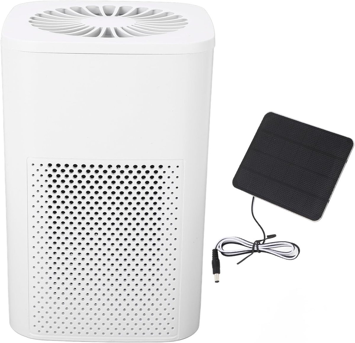 SnelShoppen - Luchtreiniger op Zonne-energie 10 W met HEPA-filter voor Auto, Caravan, Hondenhok, Kippenhok en Ventilatie tot 240 m², Stille Werking 20