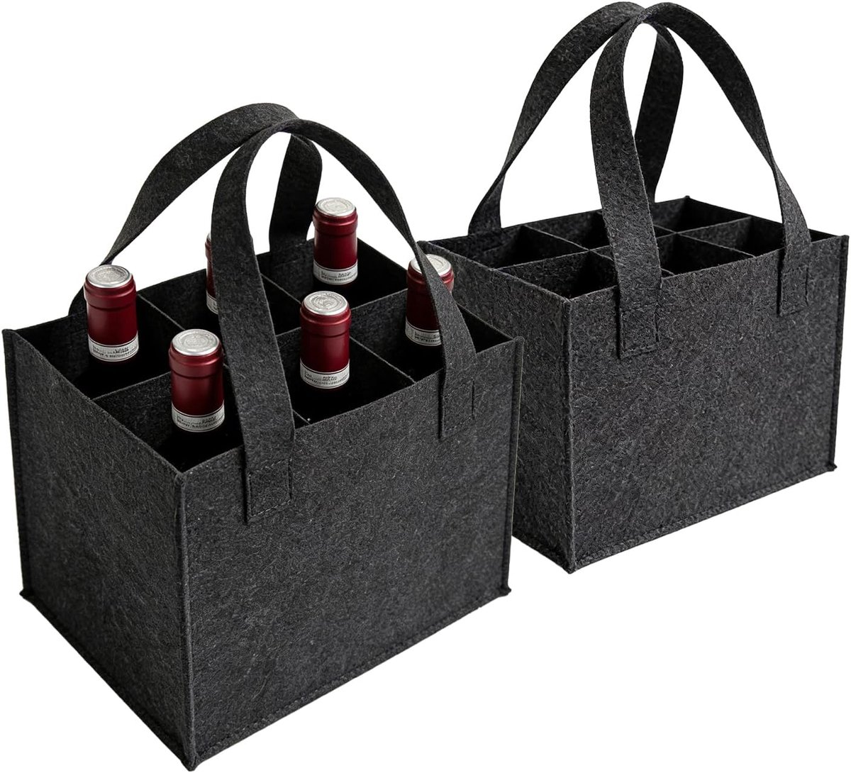 Bottle Bag for 6 Bottles, 2 Pieces Bottle Bags, Drink Bag, Bottle Basket, 6 Bottles, 24 x 18 x 16 cm, Reusable Bottle - ShopVlot