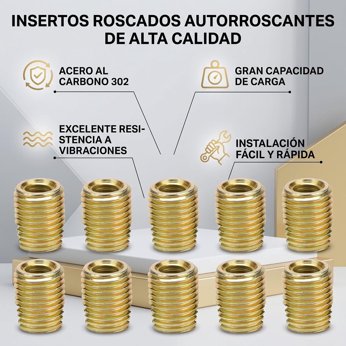 SnelShoppen - 20 Stuks Zelftappende Draad Inserts 302 Koolstofstaal Draad Reparatie Sleeve Reparatie Kit (M3 x 0.5 Buiten M5 x 0.5) voor Auto, Bouw en