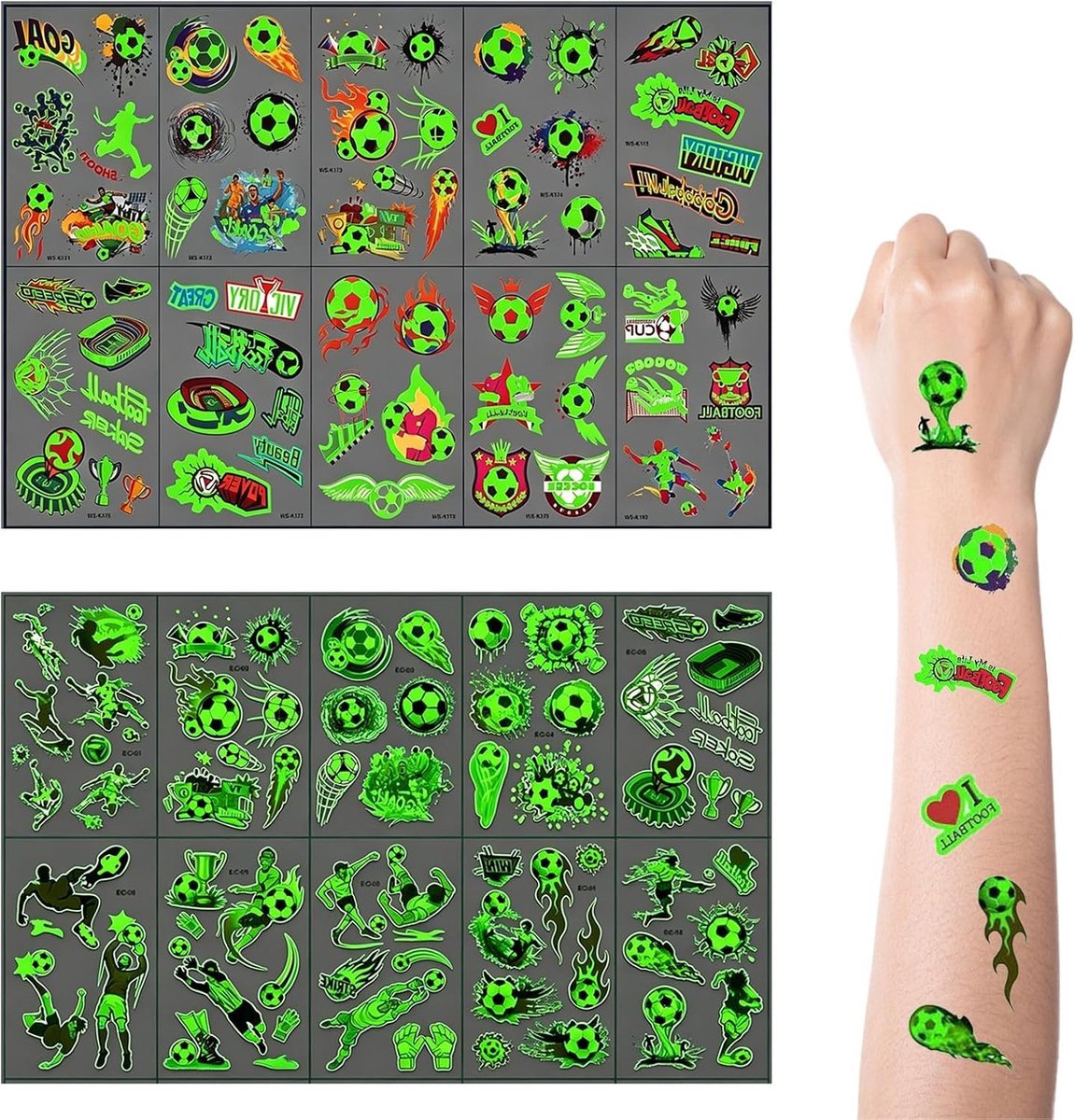 Tijdelijke voetbal tatoeages voor kinderen - 10 stuks voor feestdecoratie en wereldkampioenschap