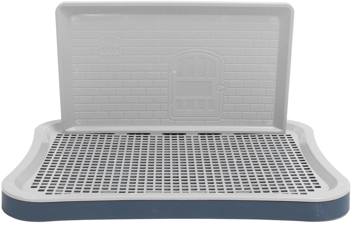 SnelShoppen - Dog Training Toilet met Verwijderbare Wand Kolom, Draagbare Puppy Net Training Potty voor Grote, Kleine en Middelgrote Huisdieren (Navy
