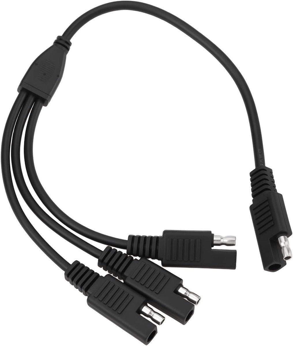 SnelShoppen - 3-in-1 SAE Mannelijk naar Mannelijk Verlengkabel 18AWG voor Zonnepanelen, Hoogwaardige 16AWG Hoofdkabel, Flexibele Aftakkingen, Ideaal v
