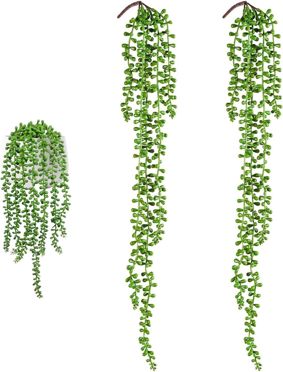 Kunstplanten set van 2 - Hangende succulenten - Hoogwaardige PVC - Nooit water geven of zonlicht nodig - ShopVlot