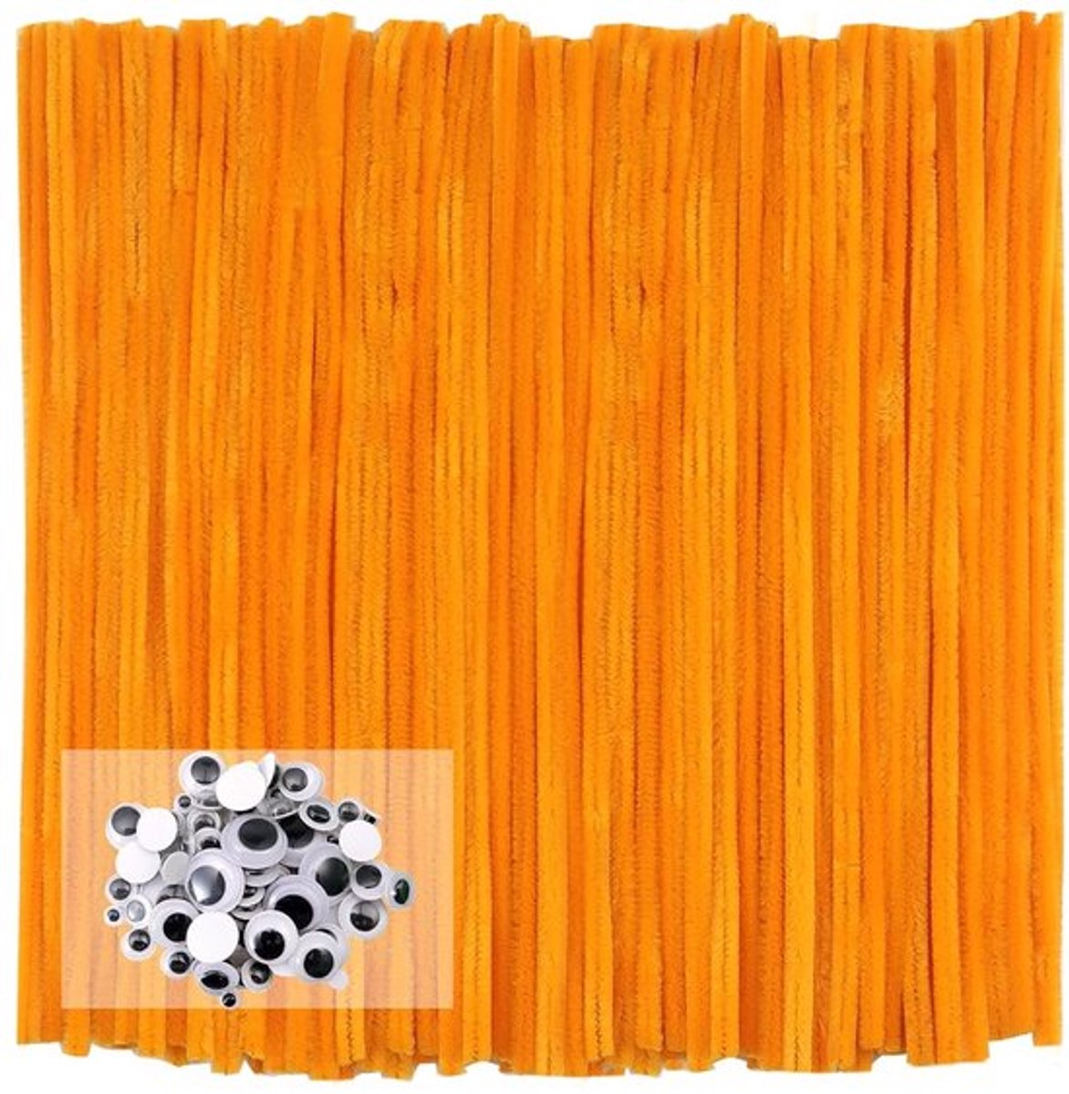 100 Stuks Chenille Pijpenragers 30 cm x 6 mm voor Creatieve Klussen met Zelfklevende Wobbelogen en Handgemaakte Projecten